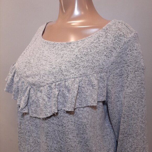 3/$20 ONLY Ruffled Flounce Knit Top Boat Neck 3/4 Sleeve Super Stretchy Pullover - Picture 10 of 16